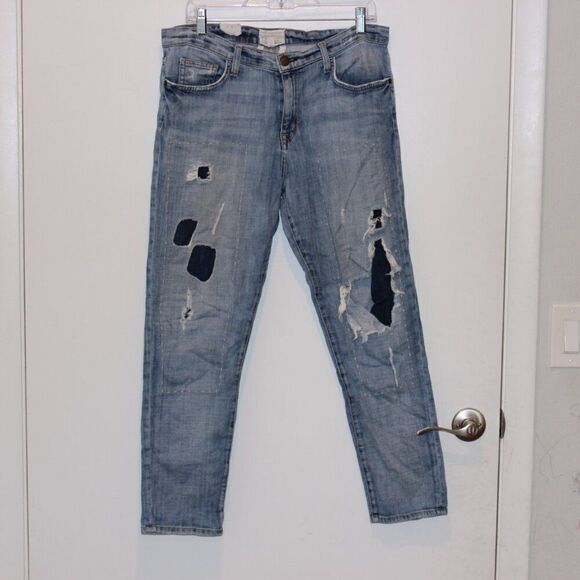 CURRENT/ELLIOTT The Stilletto Shipwreck Destroy Mid-Rise Jeans Size 30 - Picture 2 of 12